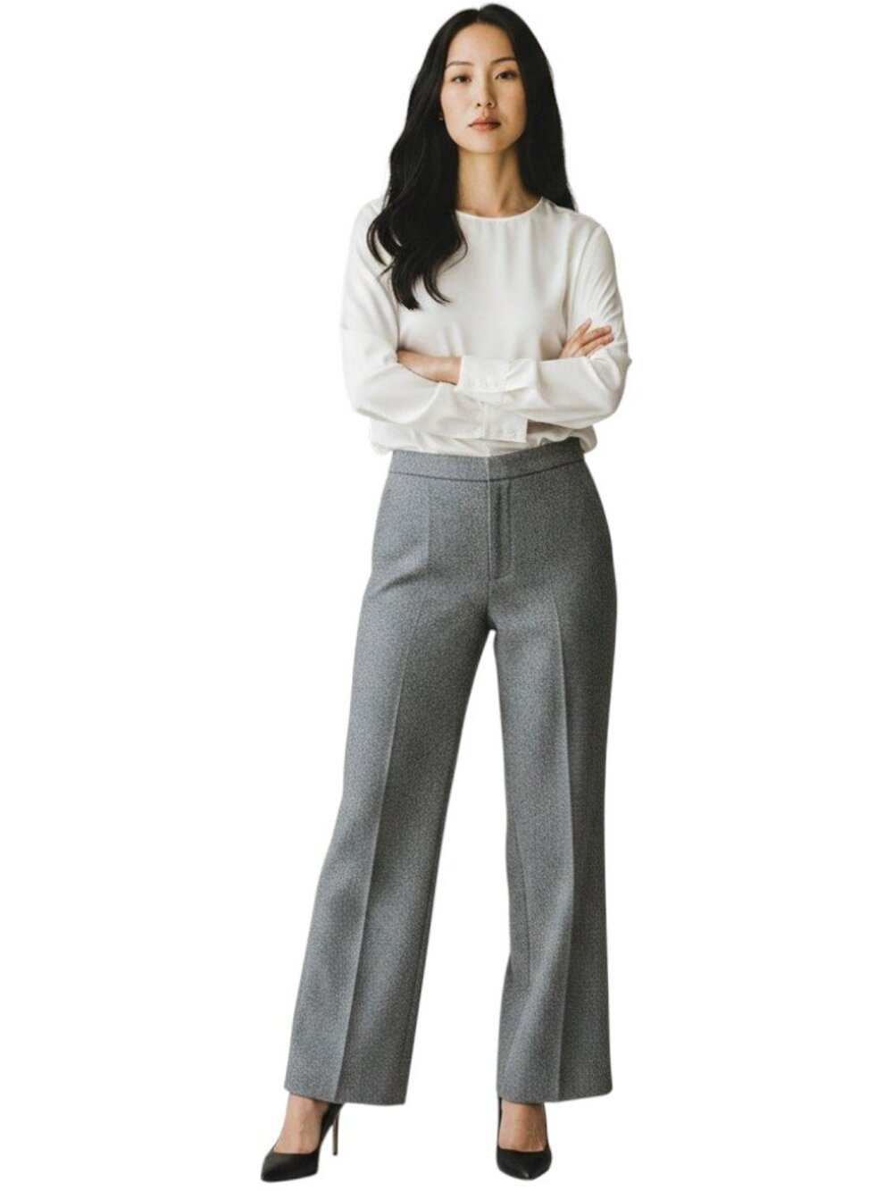 bebe Black White Houndstooth Wool Wide Leg Flare Trouser Pants Sz 8 Work Office